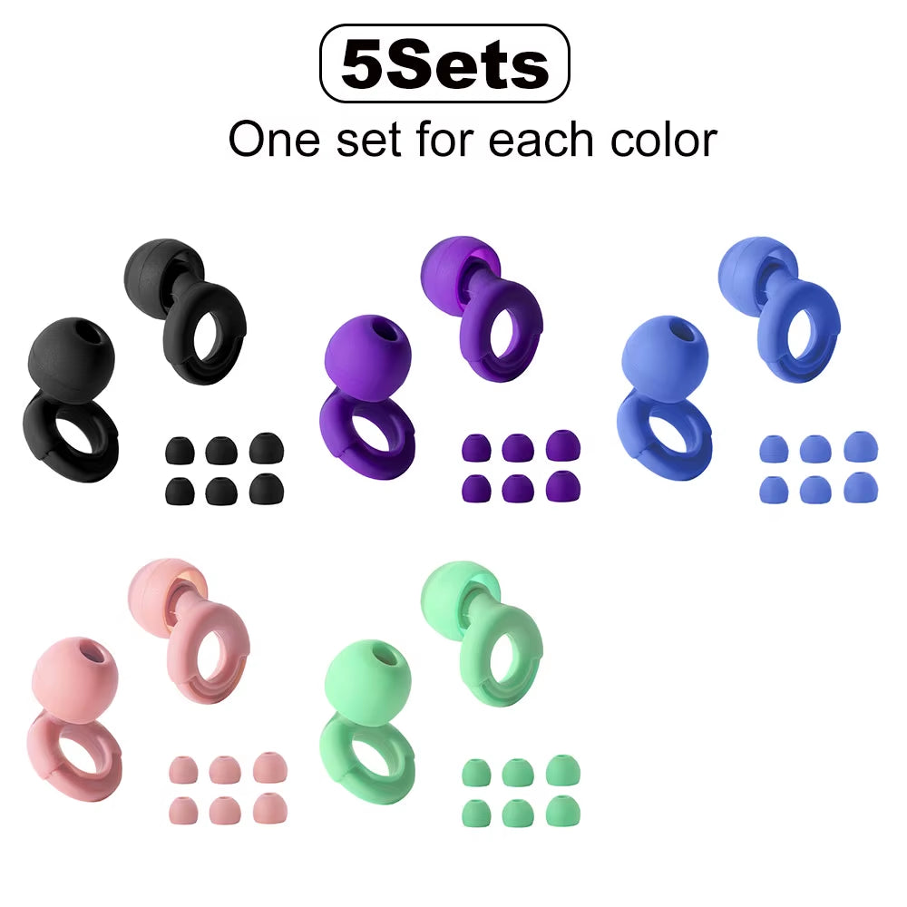 Quiet Ear Plugs for Noise Reduction – Super Soft, Reusable Hearing Protection for Sleep,Swim, Work 8 Ear Tips in XS/S/M/L