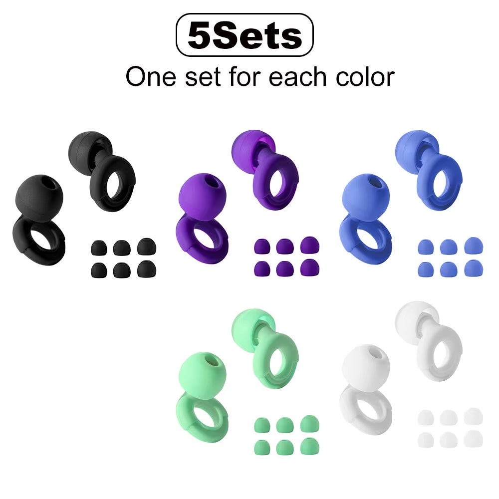 Quiet Ear Plugs for Noise Reduction – Super Soft, Reusable Hearing Protection for Sleep,Swim, Work 8 Ear Tips in XS/S/M/L