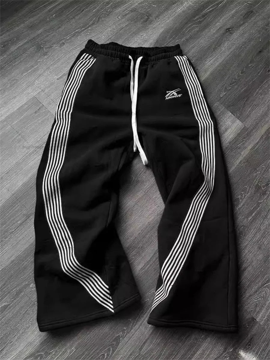 Y2K Embroidered Black Gray Casual Pants Camo Functional Tactical Functional Men'S Women'S Premium Jogging Drawstring Sweatpants