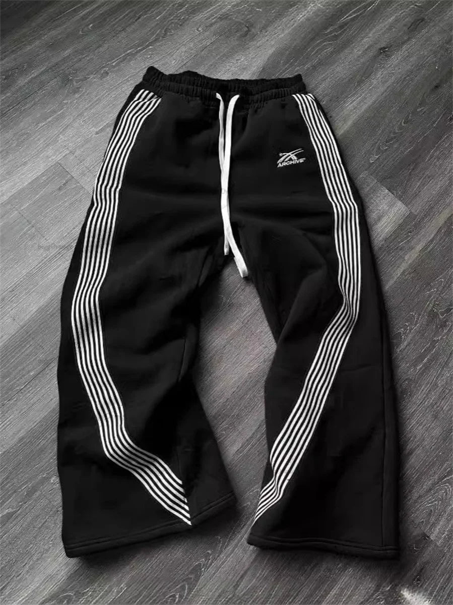 Y2K Embroidered Black Gray Casual Pants Camo Functional Tactical Functional Men'S Women'S Premium Jogging Drawstring Sweatpants