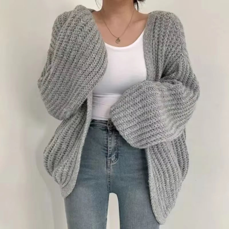 New 2024 Chic Korean Fashion Short Cardigans Knitted Poncho Women Summer Elegant Vintage Minimalist Lady Tops